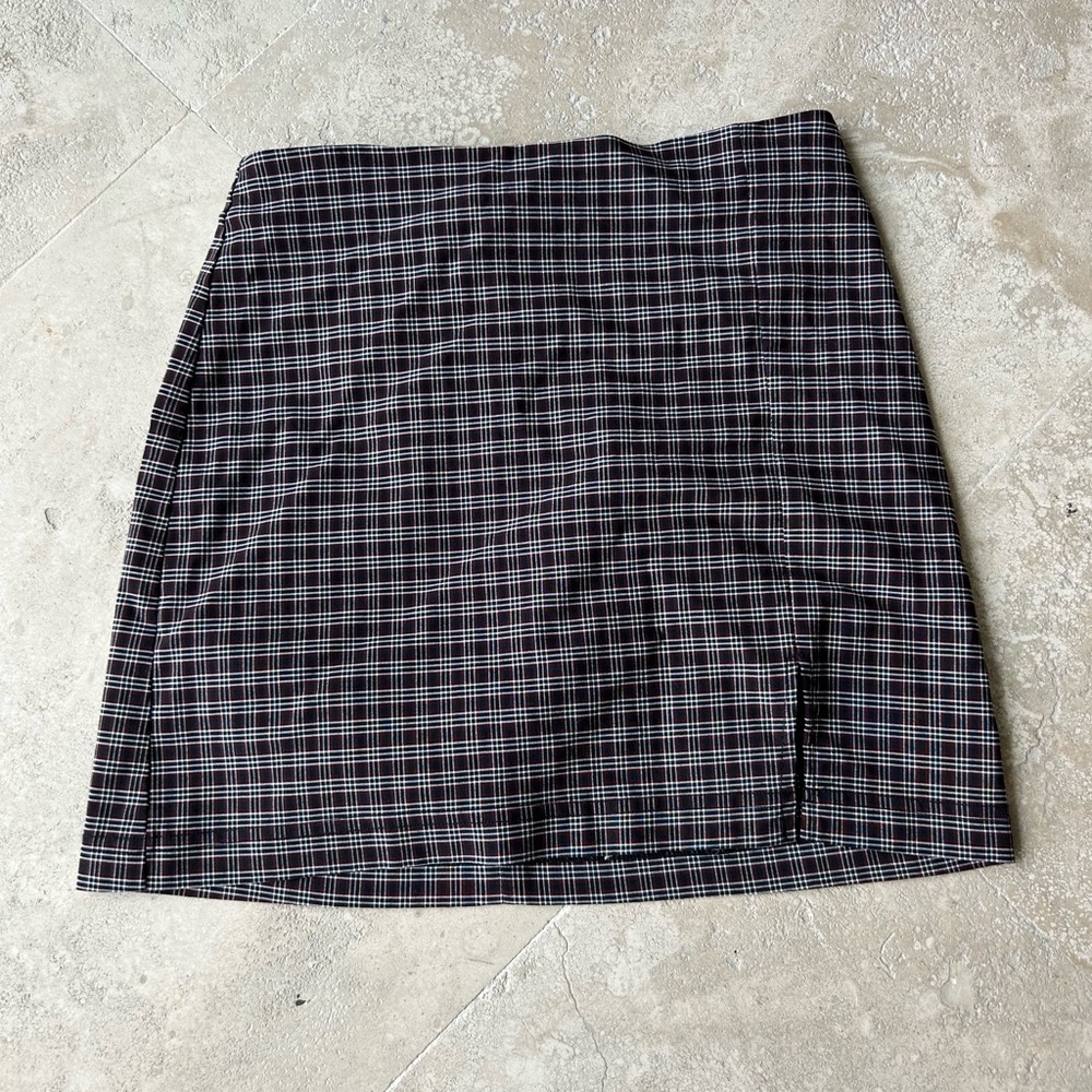 Urban Outfitters Red Skirt with Black and White Stripes, Small Side Slit (left)